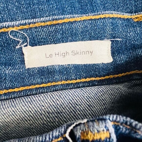 Frame Womens Blue Denim Raw Hem Hilltop Le High Skinny Jeans Medium Wash Size 24 - Picture 4 of 10